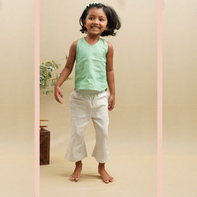 Breeze Belle 100% Handspun Khadi Cotton Pants' - Girls' Cotton Pants with a Flare