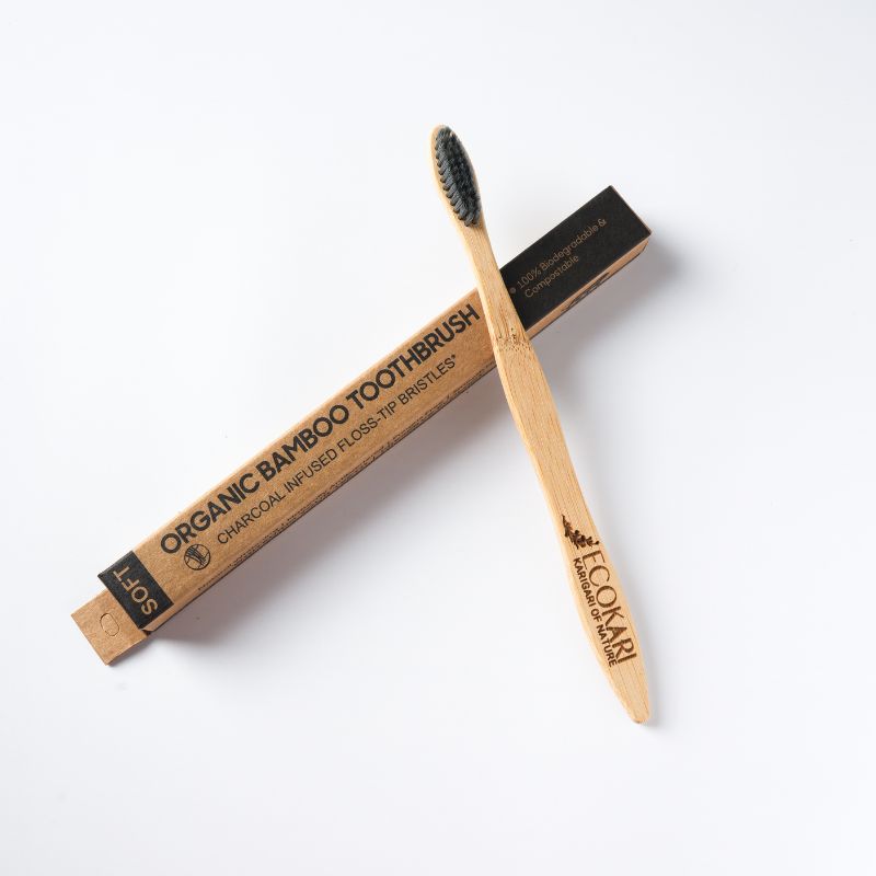 Ecokari Organic Bamboo Toothbrush with Tongue Cleaner