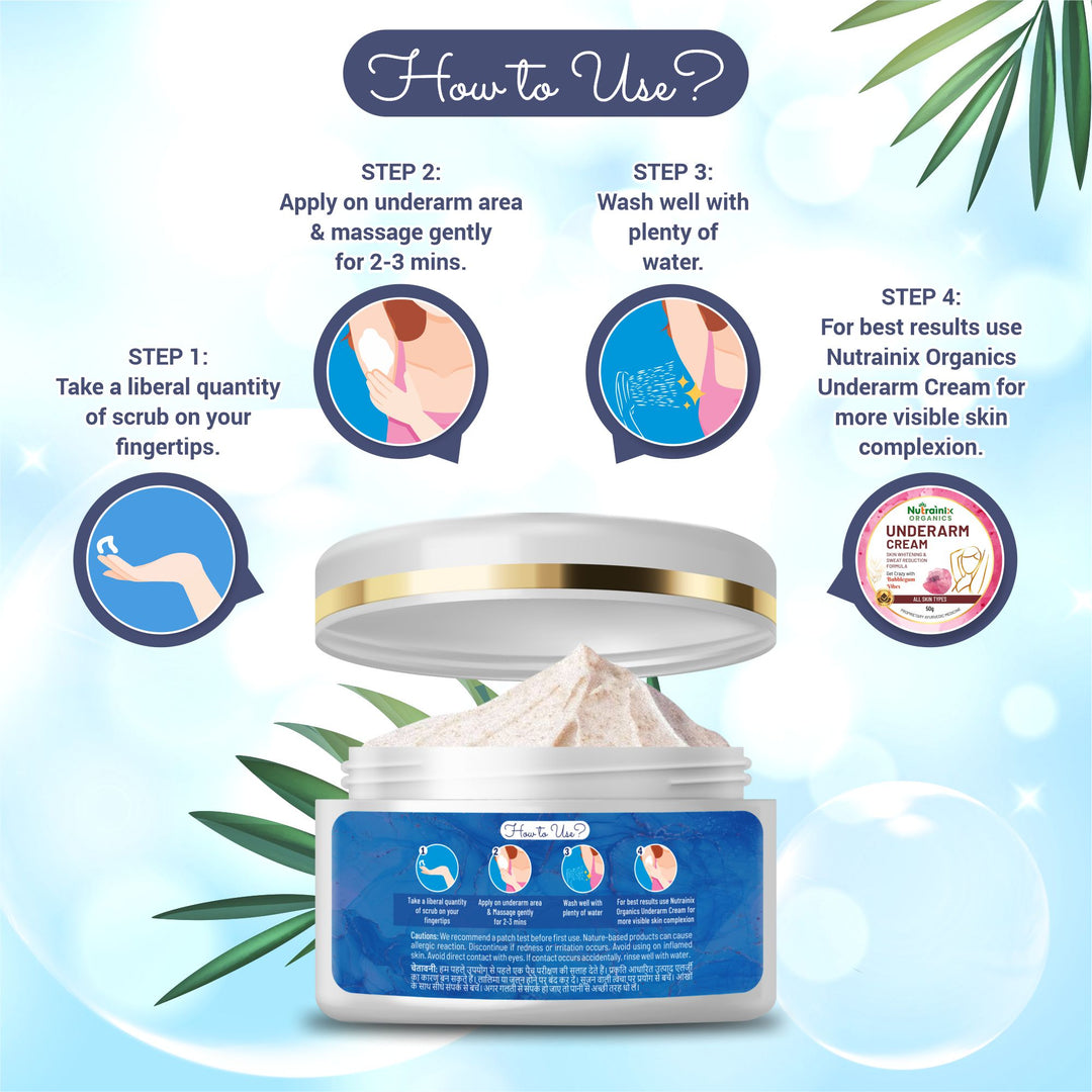 Nutrainix Organics Underarm Scrub Embrace Confidence with Gentle Tan Removal & Brightening for Underarms - 50 gm