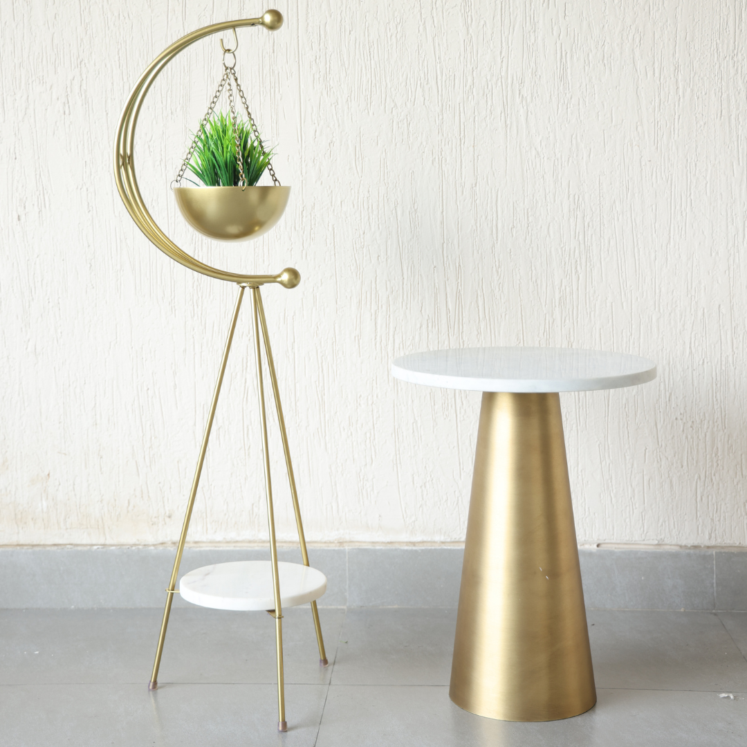 Muun Home tripod planter - Gold and White Marble