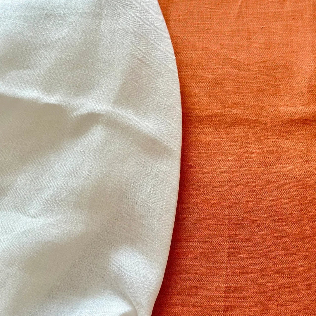 Pravaah Rust Orange Hemp Bedsheet Set | Herringbone Weave - Sawera