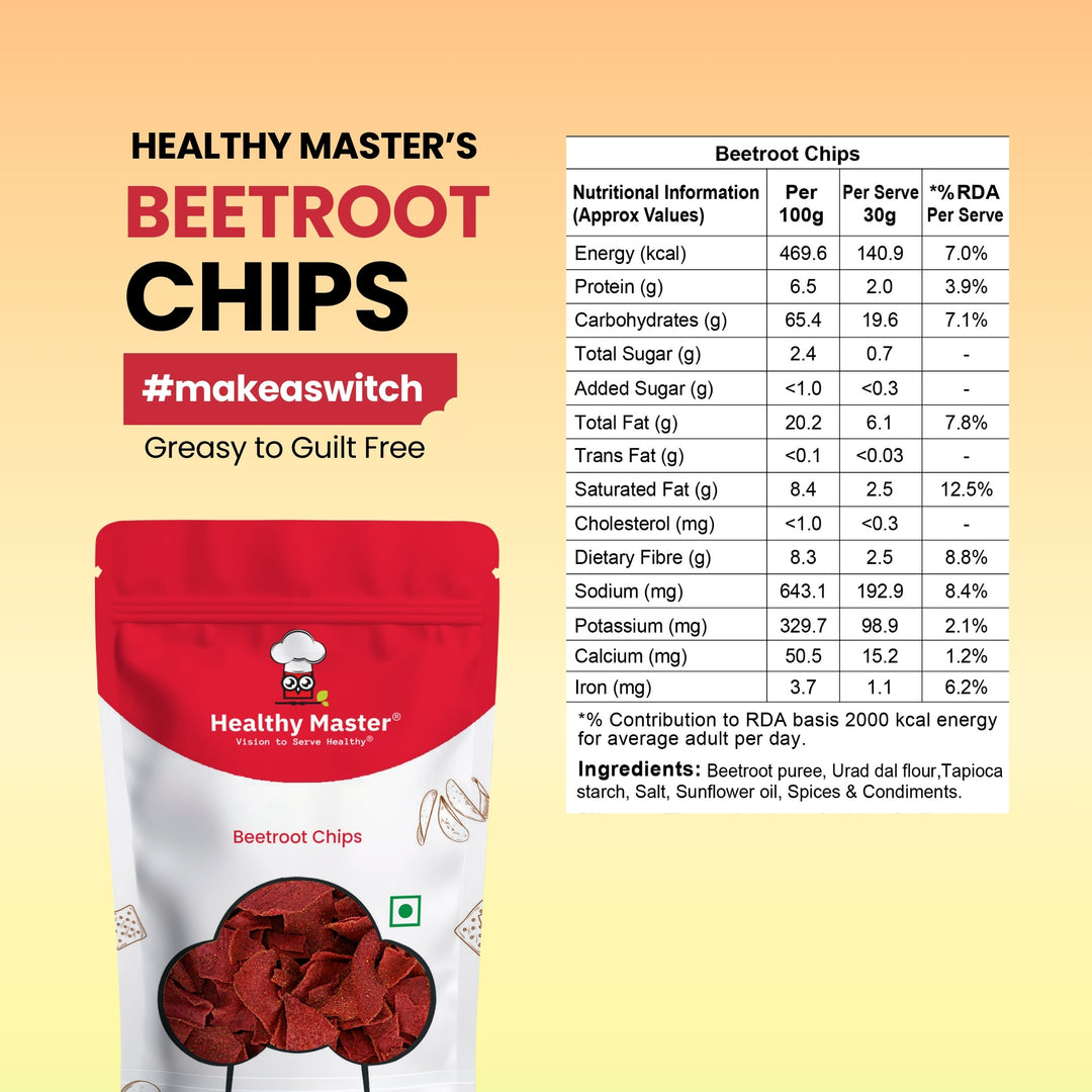 Healthy Master Beetroot Chips - Light and Crispy (Chatpata Spice) | Jain Friendly