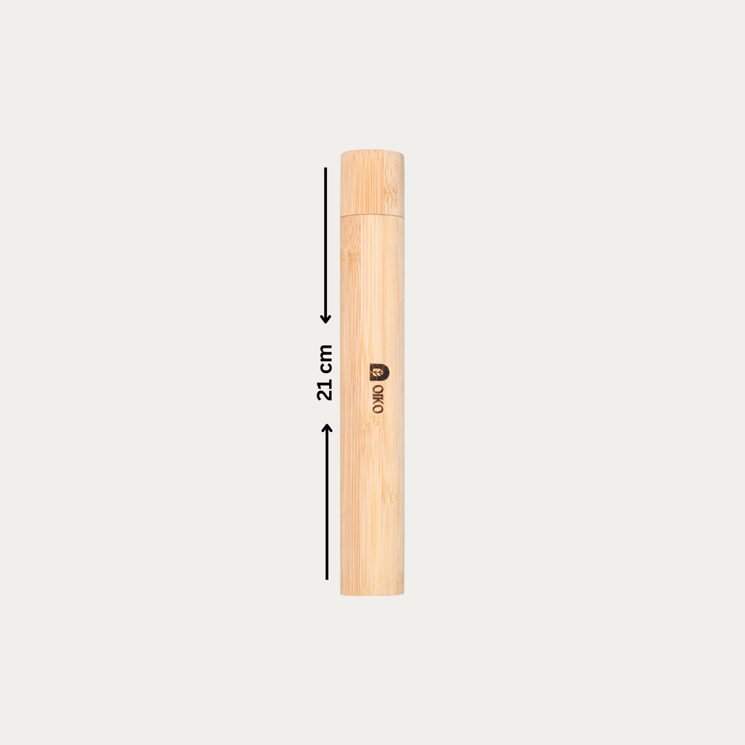 OIKO Bamboo Toothbrush Travel Tube| Brush Included |Stylish Protection On the Go