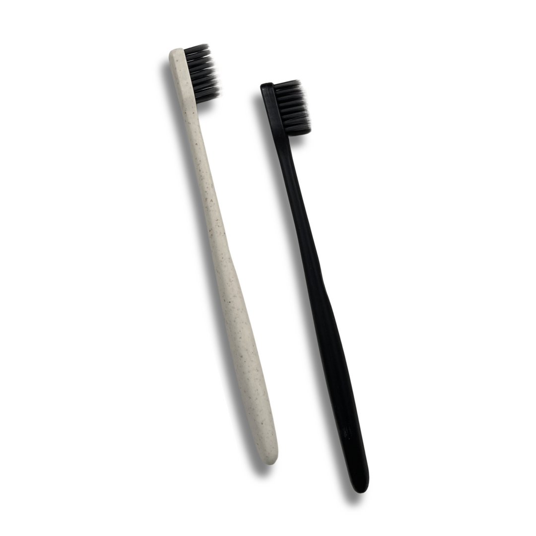 Habbits Oral Care Bundle | Charcoal Toothpaste (100g) + Charcoal Mouthwash (250ml) + 2 Biodegradable Toothbrushes | Natural Whitening | Vegan | SLS-Free | Tea Tree & Spearmint | Fights Plaque & Bad Breath