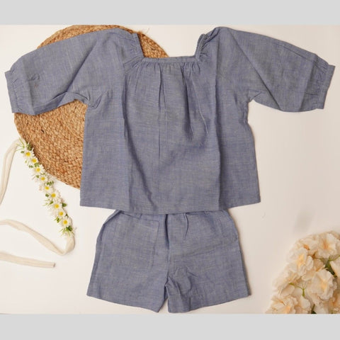 Neelpari Set' - 100% Handspun Khadi Girls' Co-ord Set