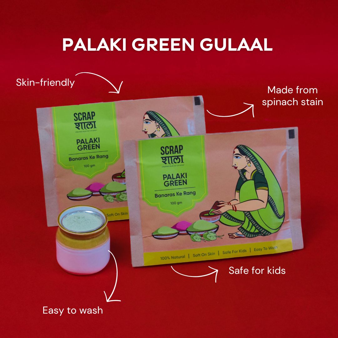 Scrapshala Holi Milan Gulaal Box | Four Packs of Natural Gulaal | Safe for Kids | Handmade in Banaras