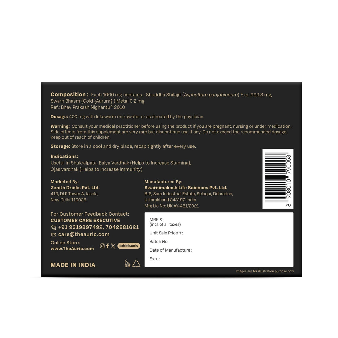 Auric Lab Certified High Altitude Shilajit/Shilajeet Gold Resin 20g | 75% Fulvic Acid + Humic Acid |80+ Trace Minerals, Real Brass spoon and Shilajit rock with every order