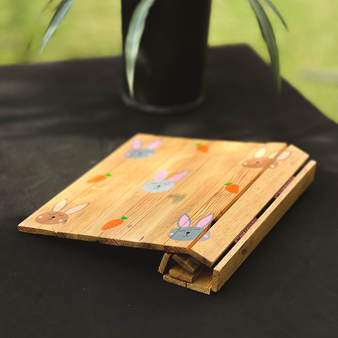 Scrapshala Healthy rabbit place mat | multipurpose | natural reclaimed wood | foldable | stain-proof