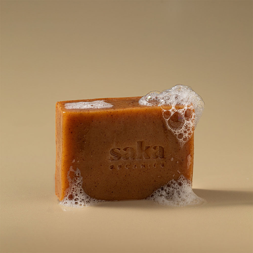 Saka Organics - Sundown Spa | Handmade Turmeric Soap with Mild Exfoliation | Natural Spa Bar for Normal Skin - 120gm