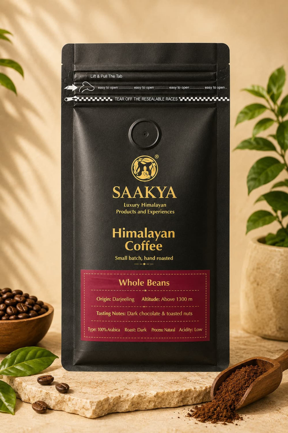 Saakya 100% Arabica Himalayan Coffee Dark Roast  | Whole Beans 250g