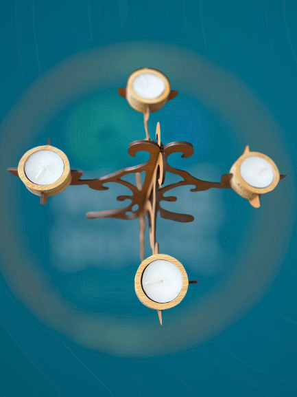 Aegle Sriphal Bamboo Aaradhya Tealight Stand | 4 Diya Candles