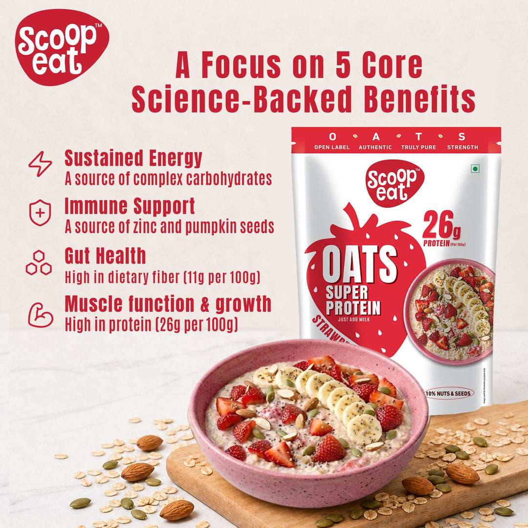 Scoopeat Assorted Oats pack of 2 -  26g Super High Protein Strawberry Oats