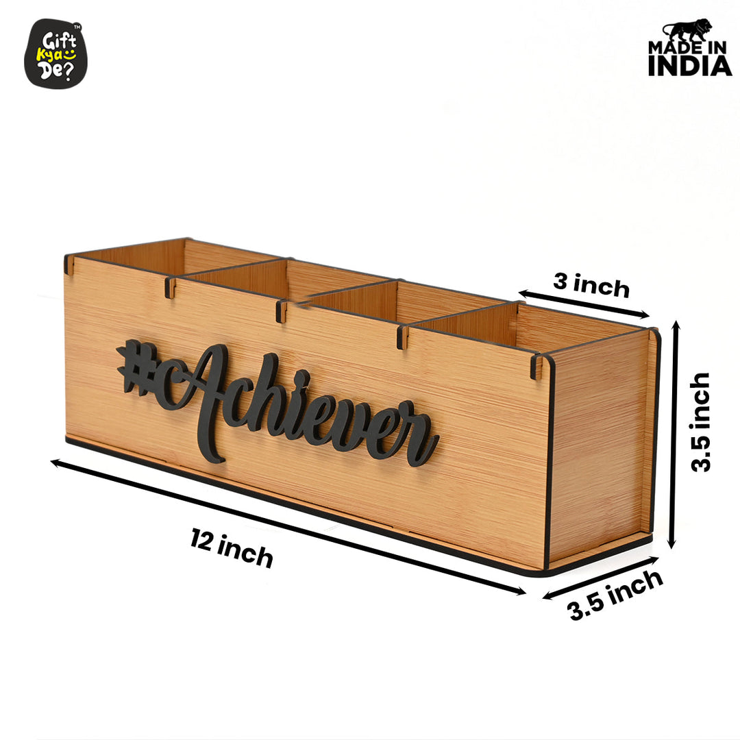 Gift Kya De Motivational Desk Organizer | 4 Compartments | Desk Accessories
