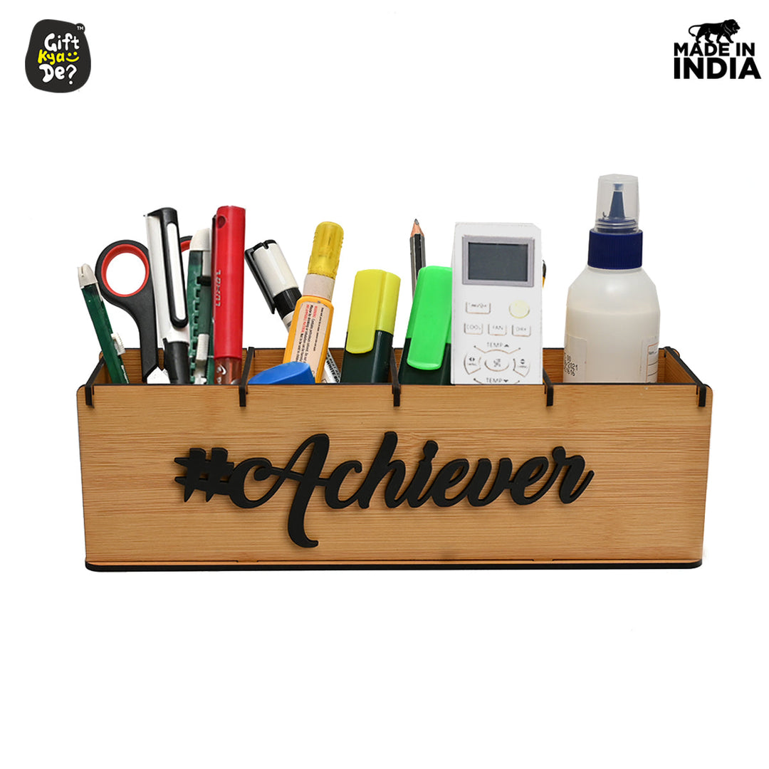 Gift Kya De Motivational Desk Organizer | 4 Compartments | Desk Accessories