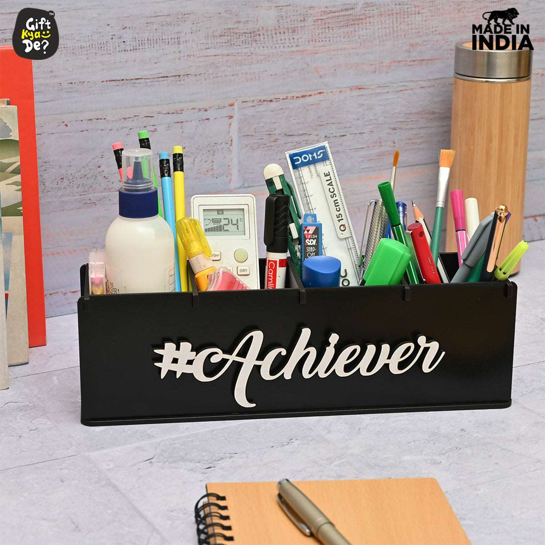 Gift Kya De Motivational Desk Organizer | 4 Compartments | Desk Accessories