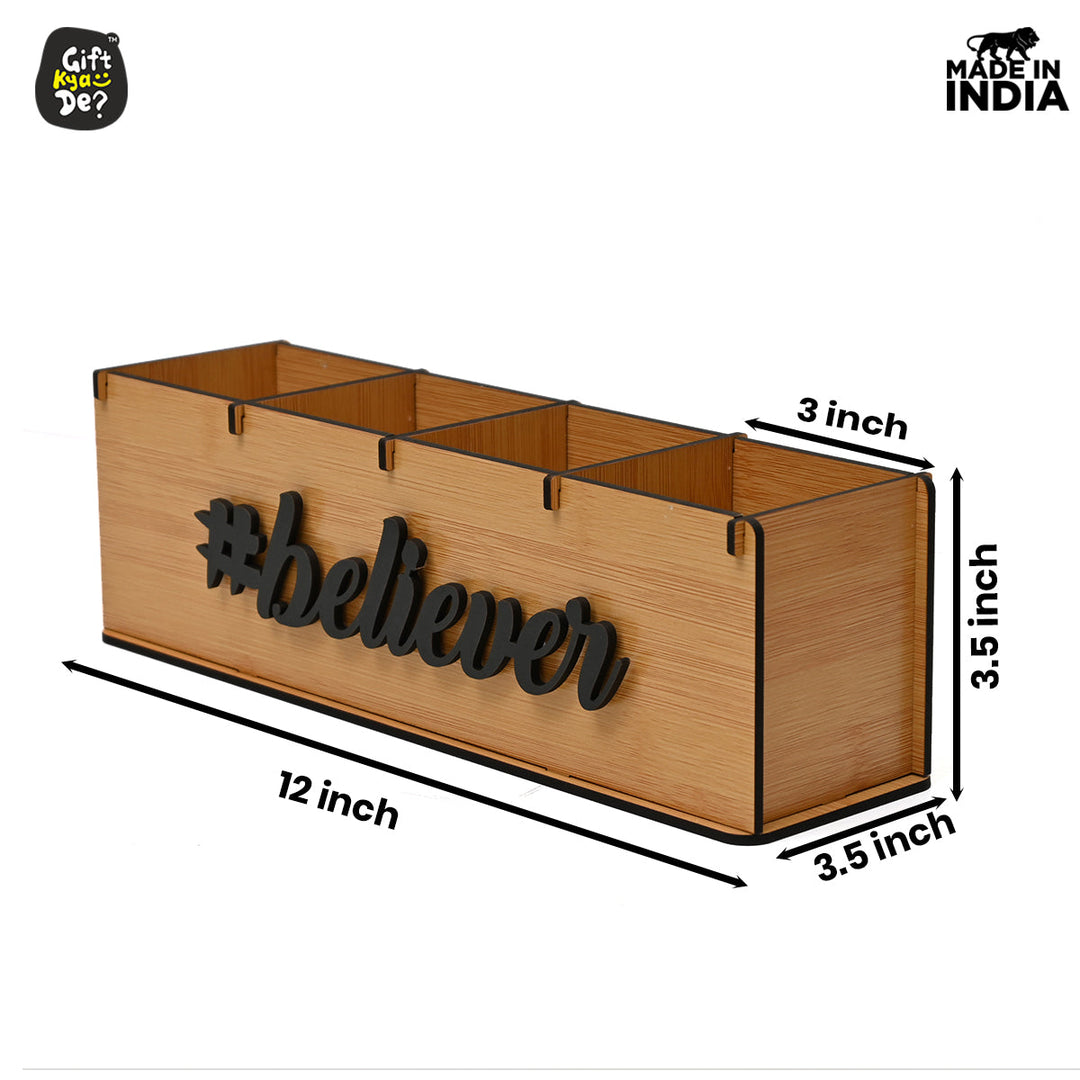 Gift Kya De Motivational Desk Organizer | 4 Compartments | Desk Accessories