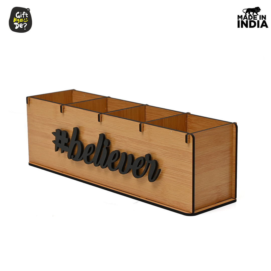 Gift Kya De Motivational Desk Organizer | 4 Compartments | Desk Accessories