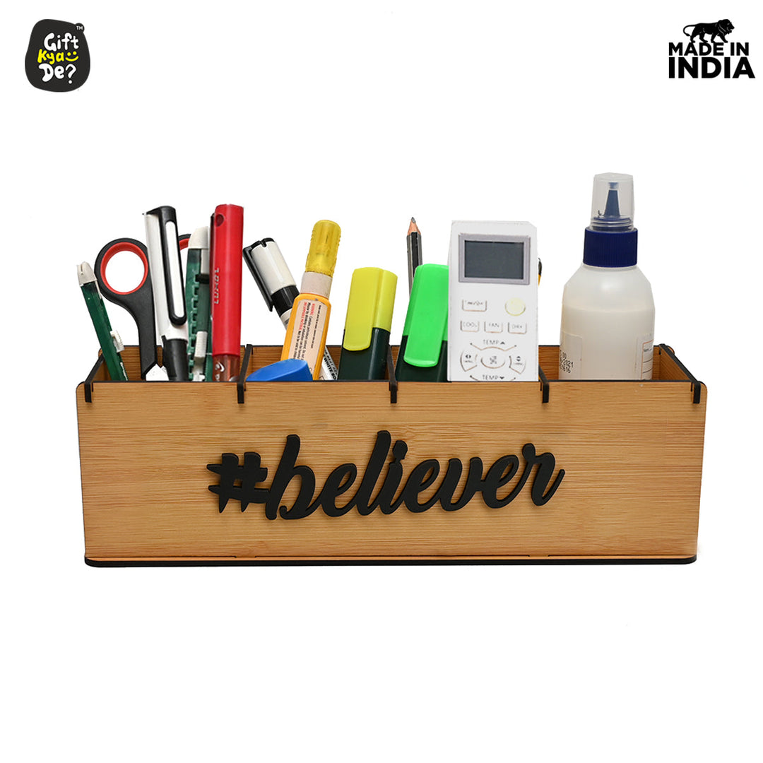 Gift Kya De Motivational Desk Organizer | 4 Compartments | Desk Accessories
