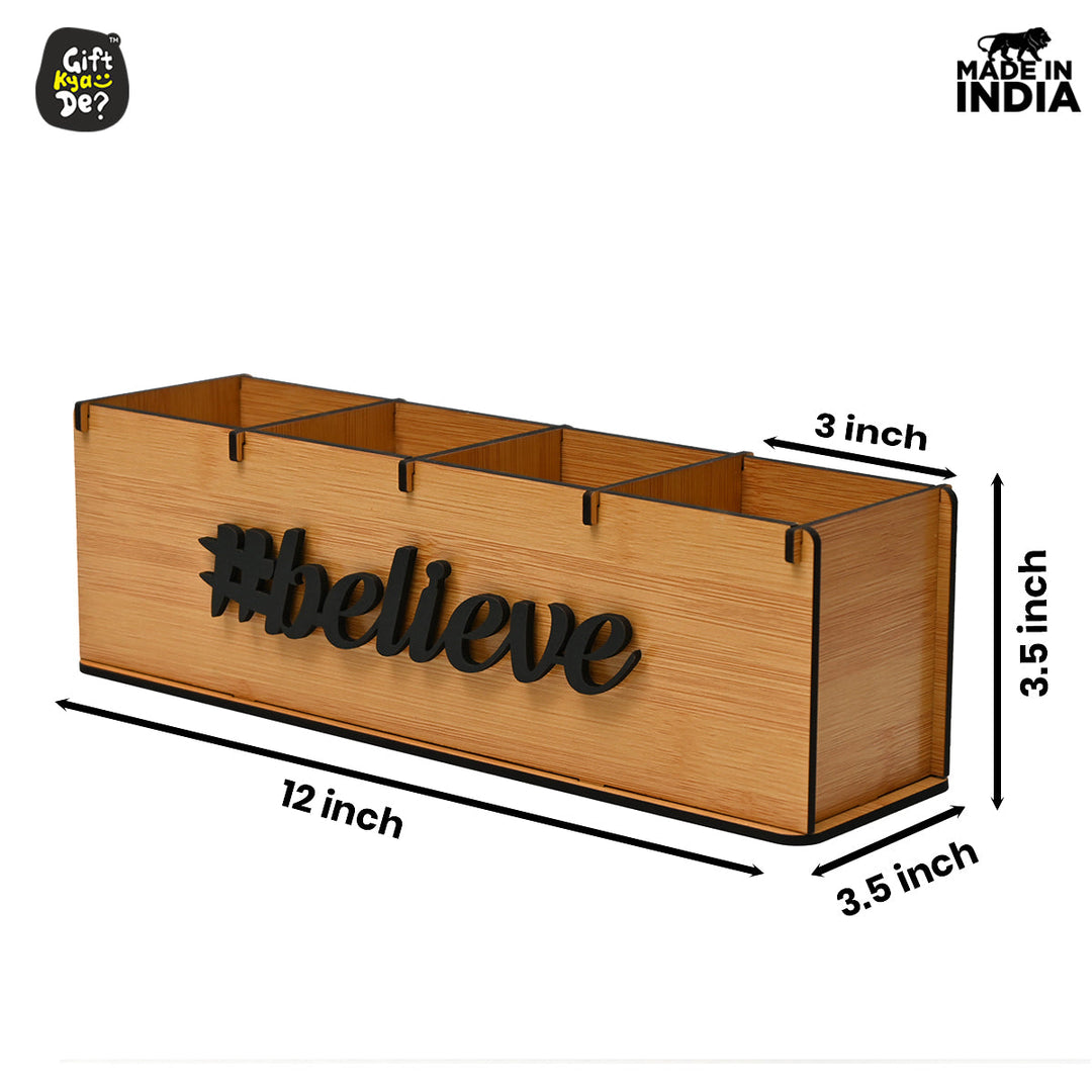 Gift Kya De Motivational Desk Organizer | 4 Compartments | Desk Accessories