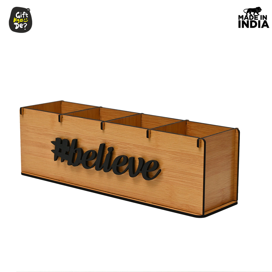 Gift Kya De Motivational Desk Organizer | 4 Compartments | Desk Accessories