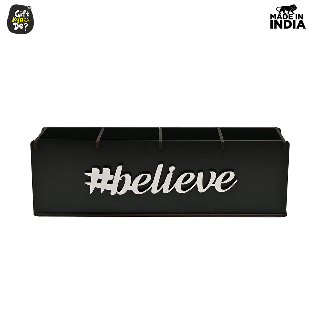 Gift Kya De Motivational Desk Organizer | 4 Compartments | Desk Accessories