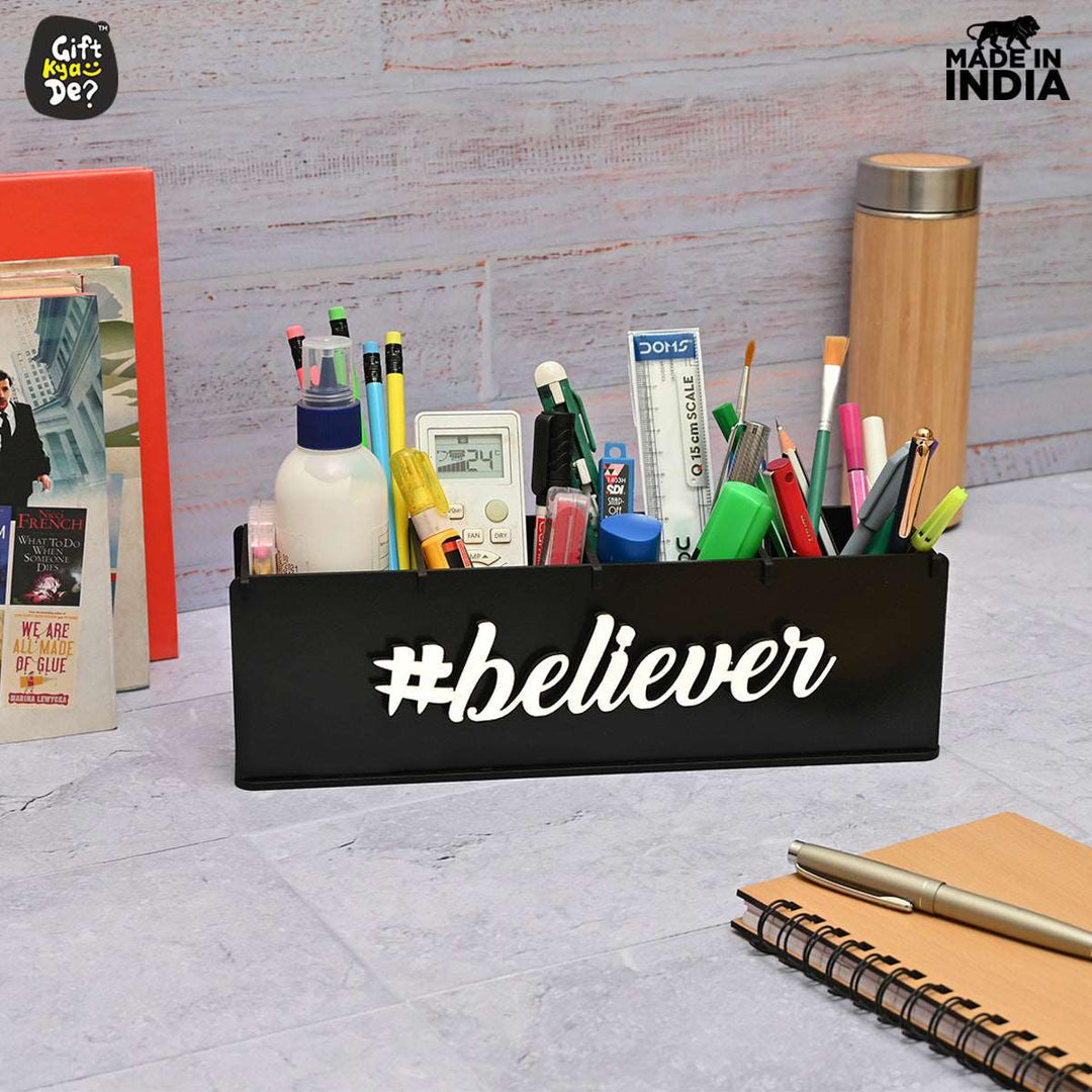 Gift Kya De Motivational Desk Organizer | 4 Compartments | Desk Accessories