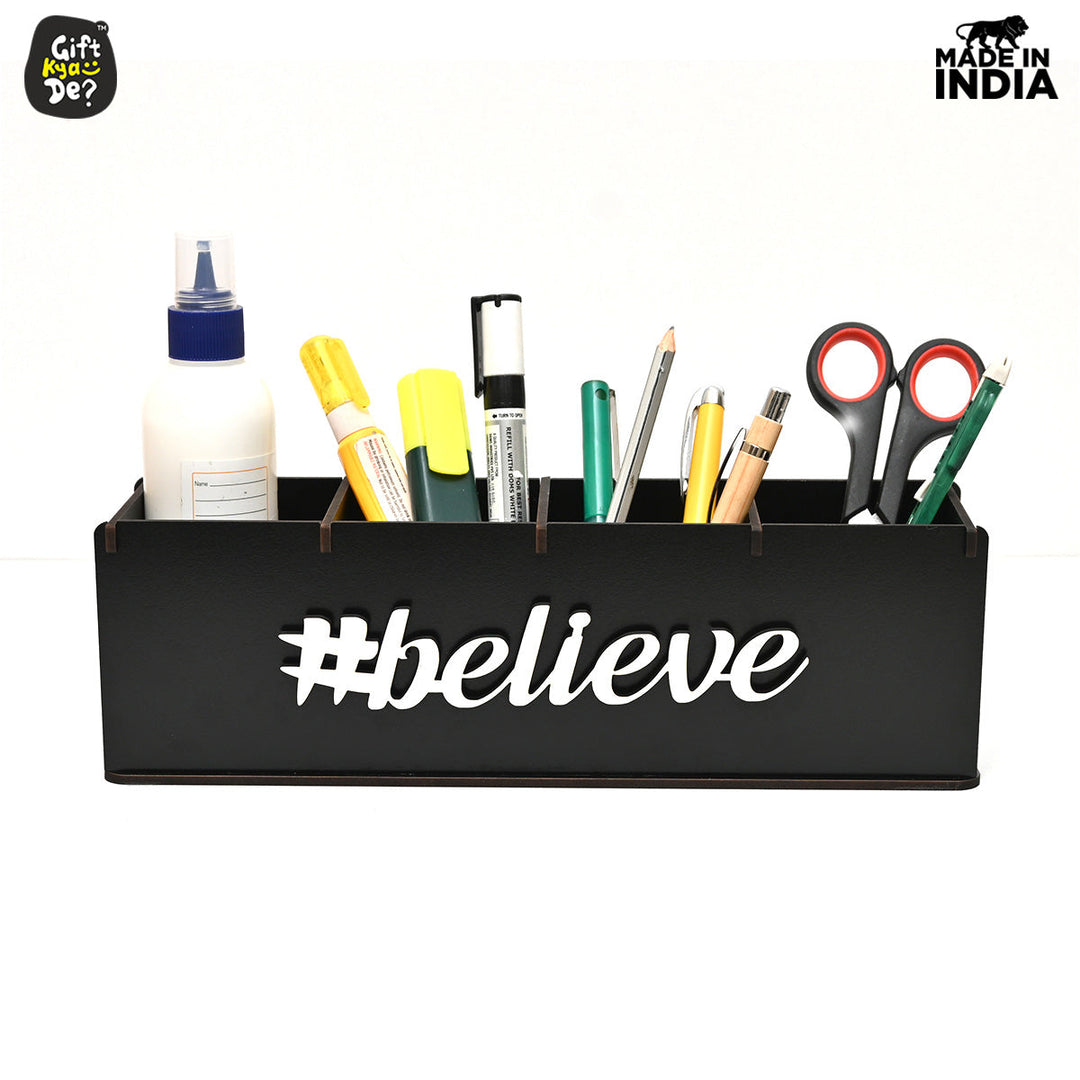 Gift Kya De Motivational Desk Organizer | 4 Compartments | Desk Accessories
