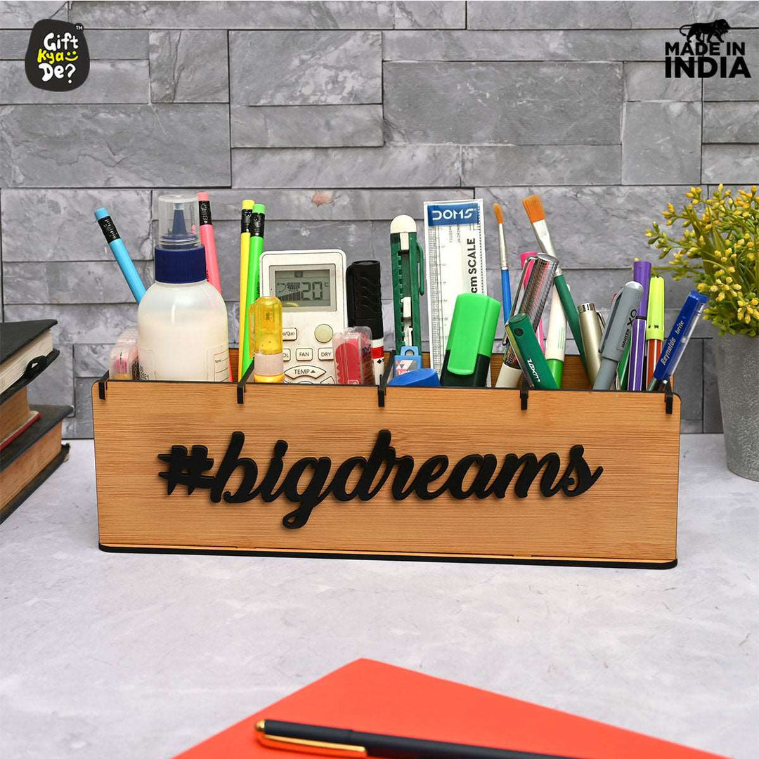 Gift Kya De Motivational Desk Organizer | 4 Compartments | Desk Accessories