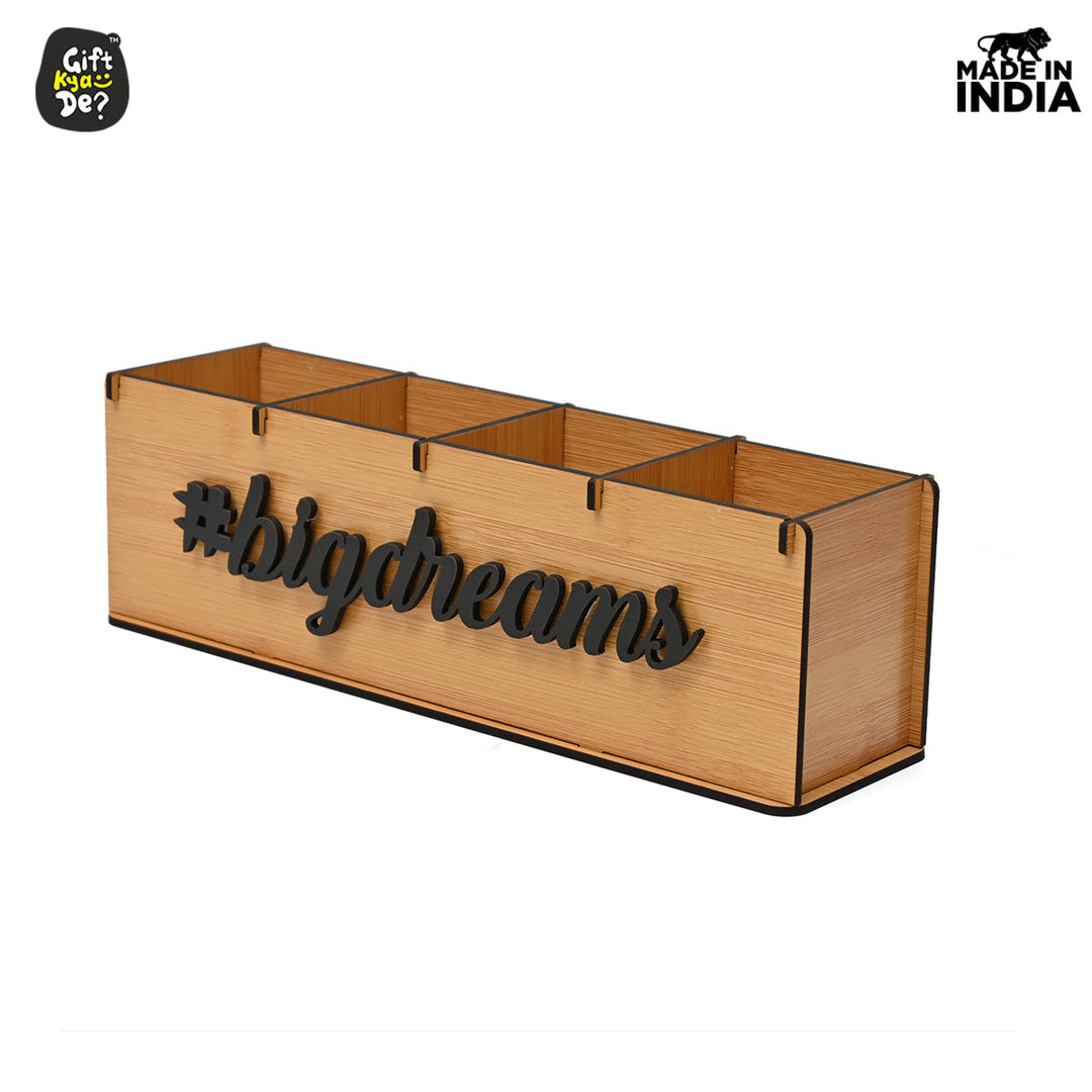Gift Kya De Motivational Desk Organizer | 4 Compartments | Desk Accessories