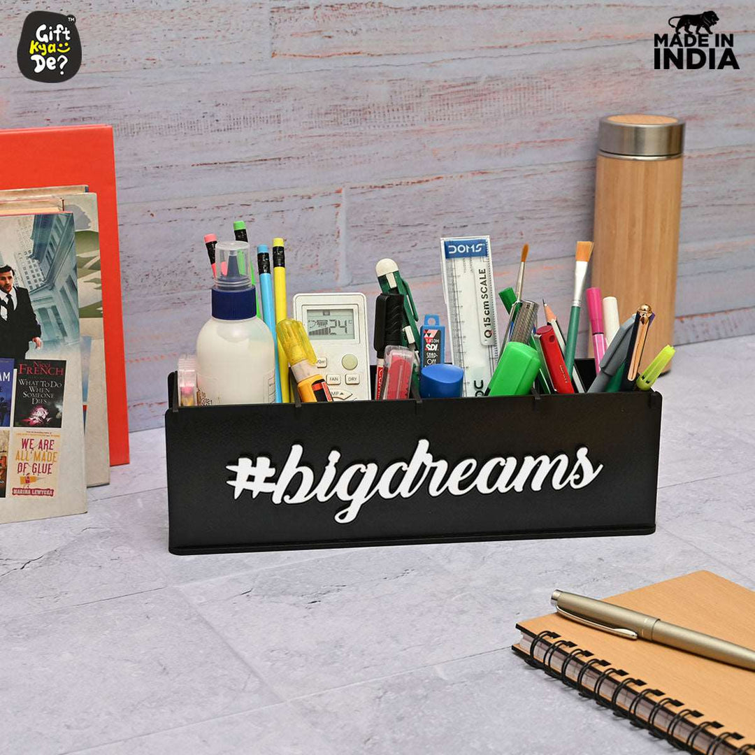Gift Kya De Motivational Desk Organizer | 4 Compartments | Desk Accessories