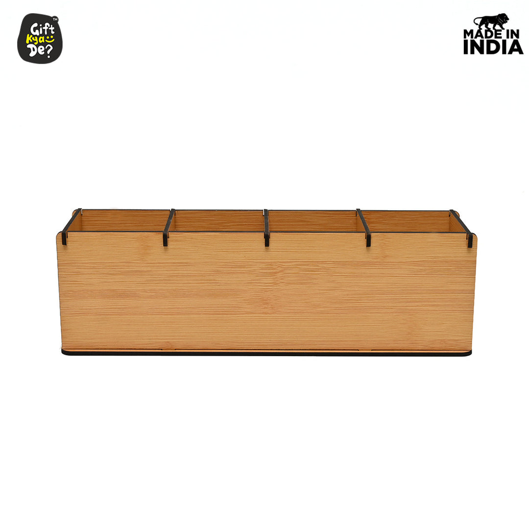 Gift Kya De Motivational Desk Organizer | 4 Compartments | Desk Accessories