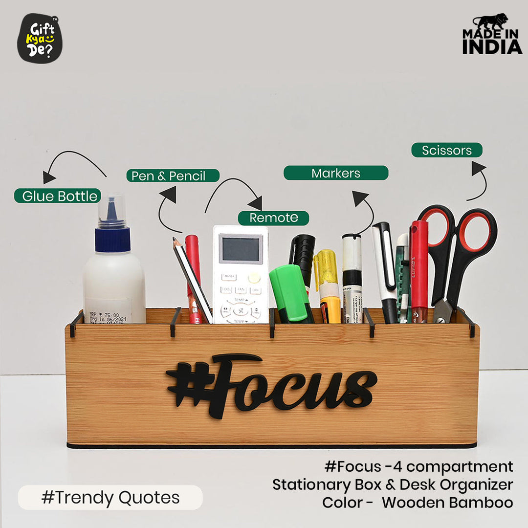 Gift Kya De Motivational Desk Organizer | 4 Compartments | Desk Accessories