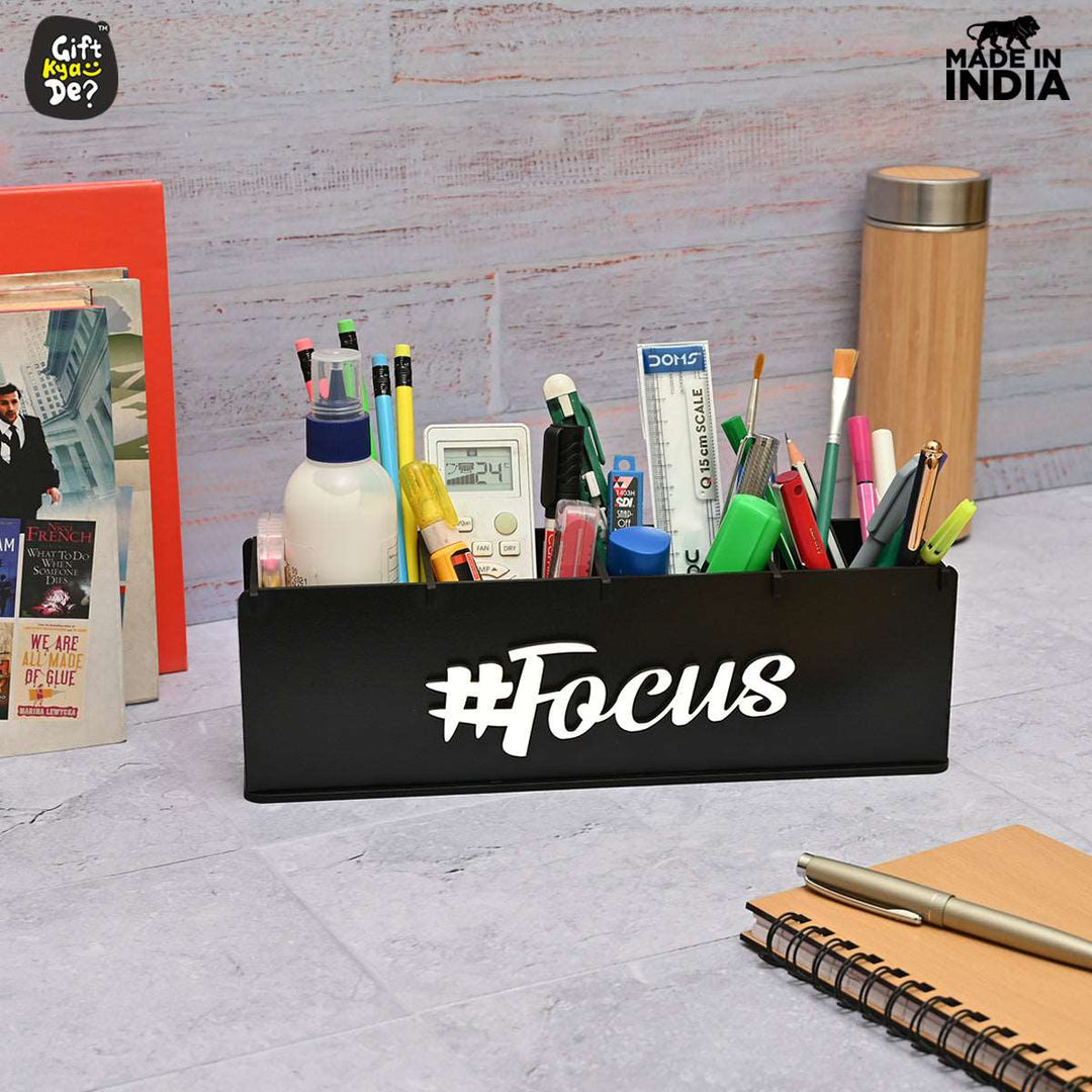 Gift Kya De Motivational Desk Organizer | 4 Compartments | Desk Accessories