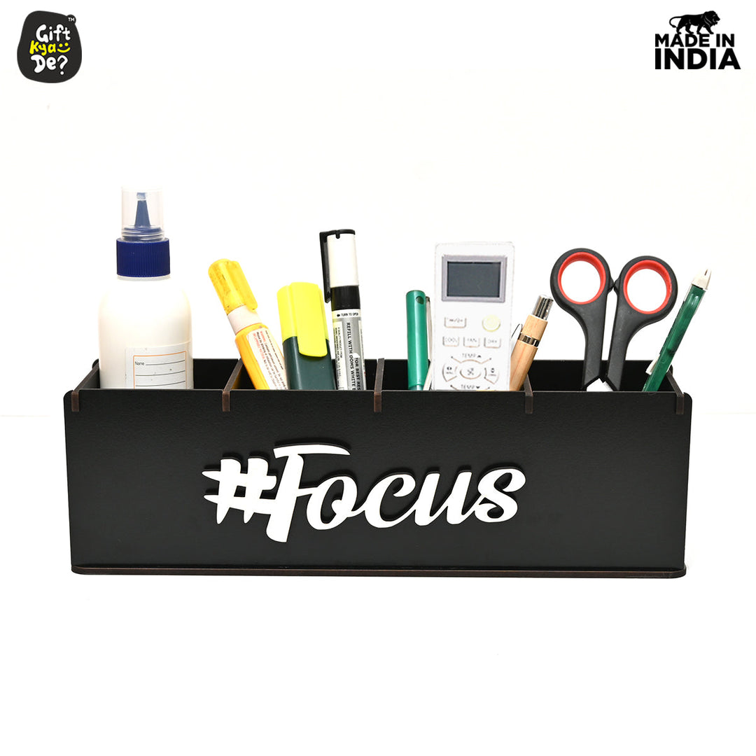 Gift Kya De Motivational Desk Organizer | 4 Compartments | Desk Accessories