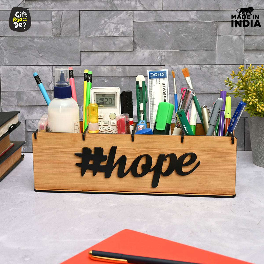 Gift Kya De Motivational Desk Organizer | 4 Compartments | Desk Accessories