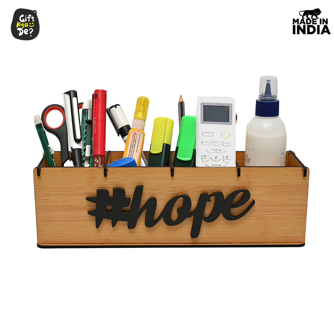 Gift Kya De Motivational Desk Organizer | 4 Compartments | Desk Accessories