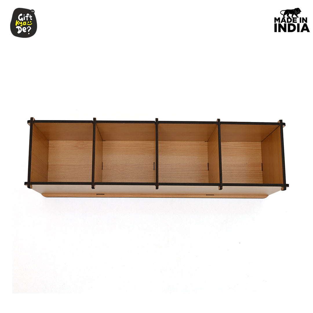 Gift Kya De Motivational Desk Organizer | 4 Compartments | Desk Accessories