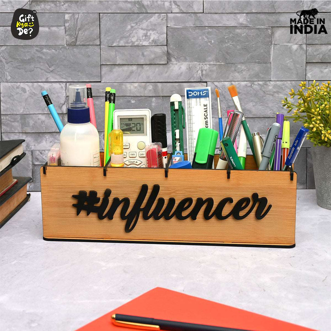 Gift Kya De Motivational Desk Organizer | 4 Compartments | Desk Accessories