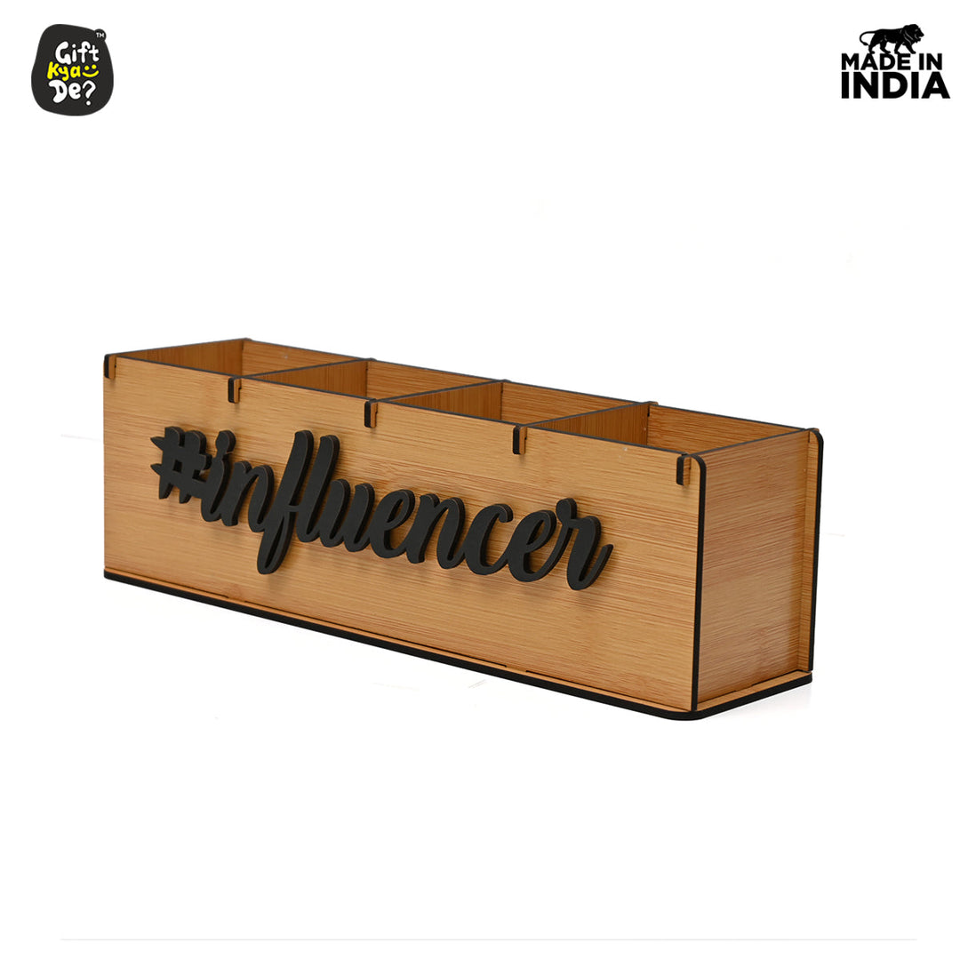 Gift Kya De Motivational Desk Organizer | 4 Compartments | Desk Accessories