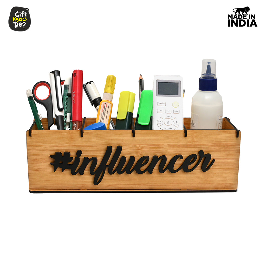 Gift Kya De Motivational Desk Organizer | 4 Compartments | Desk Accessories