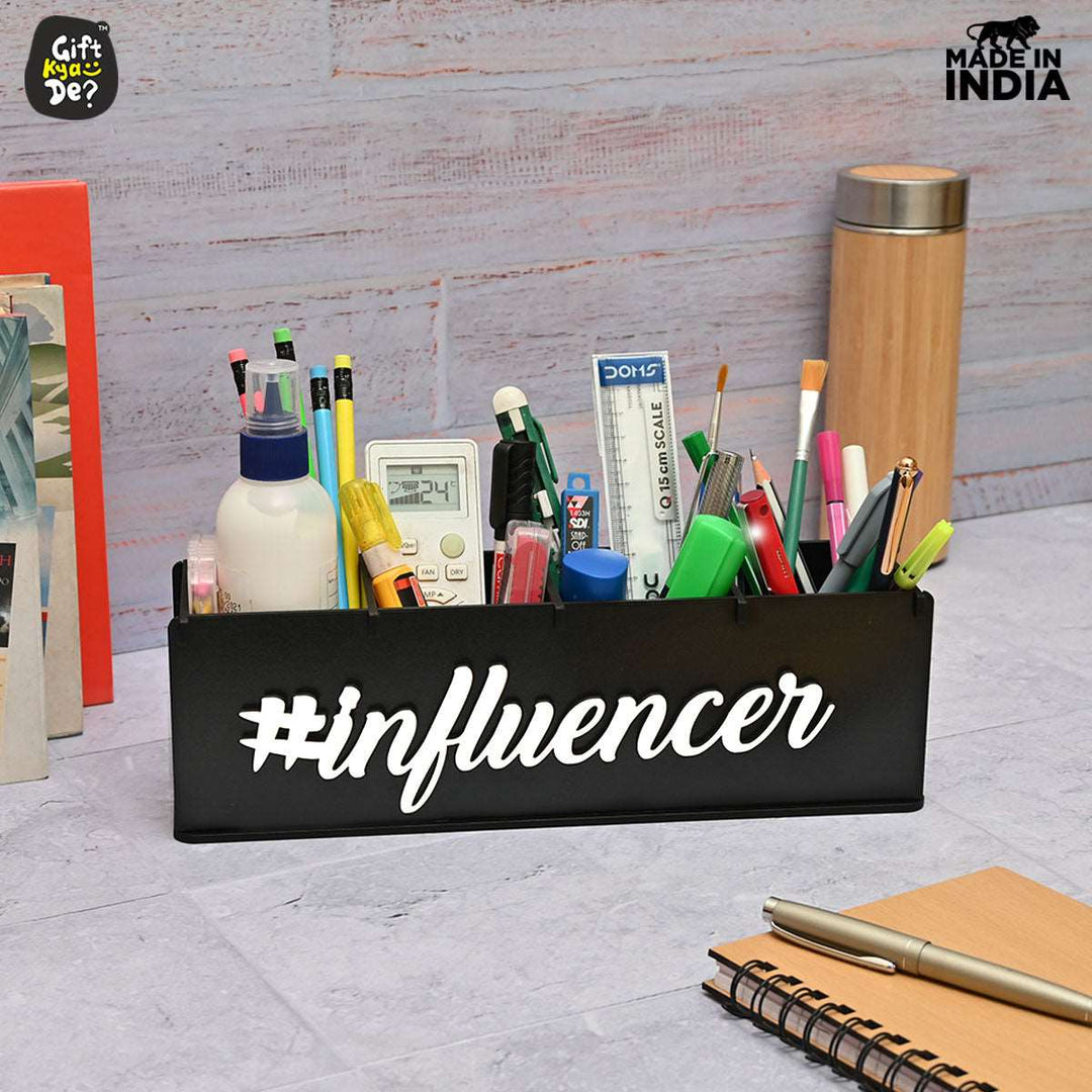 Gift Kya De Motivational Desk Organizer | 4 Compartments | Desk Accessories