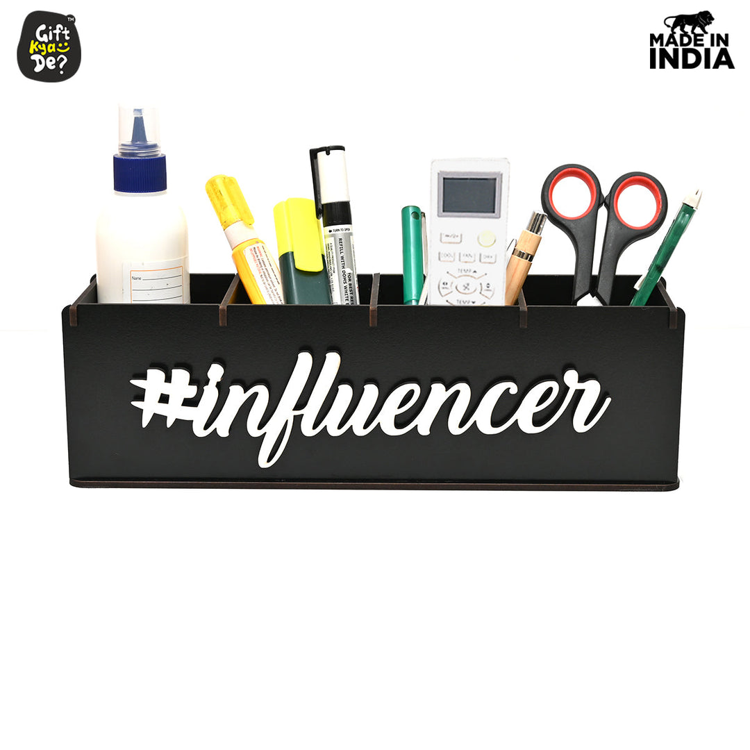 Gift Kya De Motivational Desk Organizer | 4 Compartments | Desk Accessories