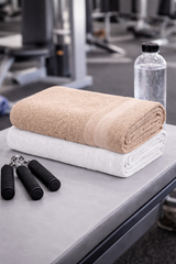 Bamboo Bath Towel – Ultra Soft, Quick Dry & Eco-Friendly Luxury Care | Beige and White | Pack of 2