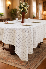 Country Village Yarn Dyed Checkered Table Cloth 60x90 Inch Rectangular| Washable Dining Table Cover| Dining cloth | 6 seater table cloth