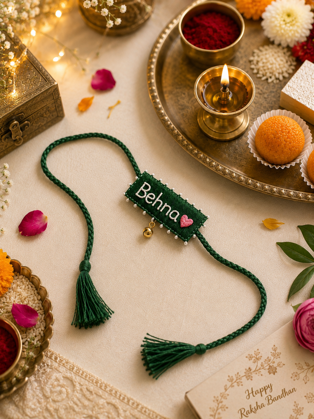 Behna Forever Rakhi | Handmade Hand-Embroidered Rakhi for Sister