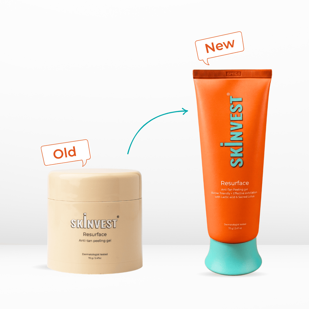 Skinvest Resurface Anti-Tan Peeling Gel with 1% Lactic Acid & Soothing Botanicals | Peels Away Tan, Brightens Skin, Smoothens Texture | Gentle for All Skin Types | Fragrance-Free | 70gm