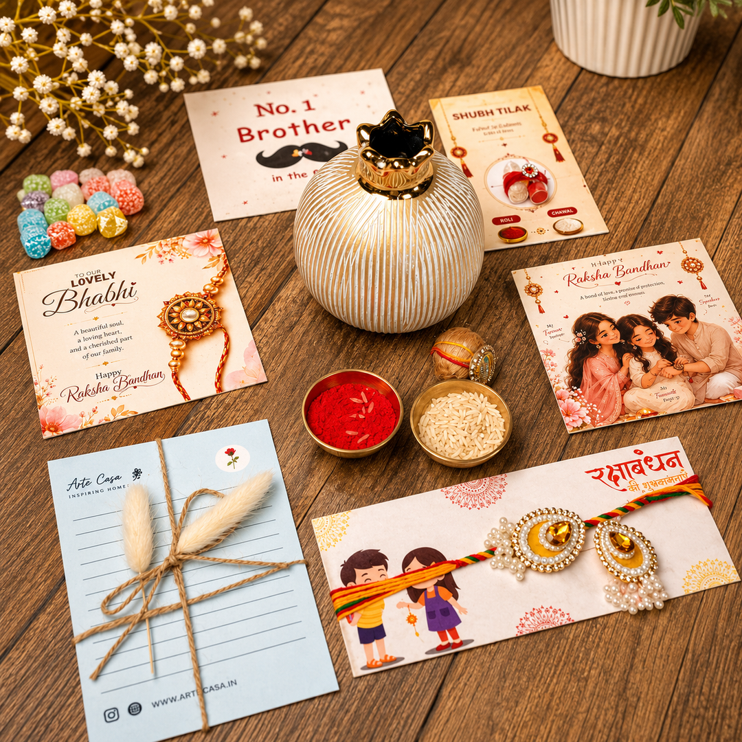 Artecasa Ivory Pomegranate Rakhi Gift Hamper for Bhai Bhabhi