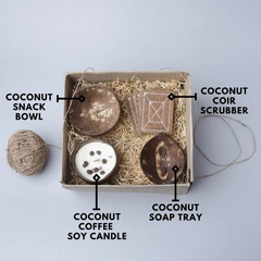 Sustainable Gift Hamper | Coconut Essentials | Soy Candle | Snack Bowl | Soap Tray | Coir Scrubber