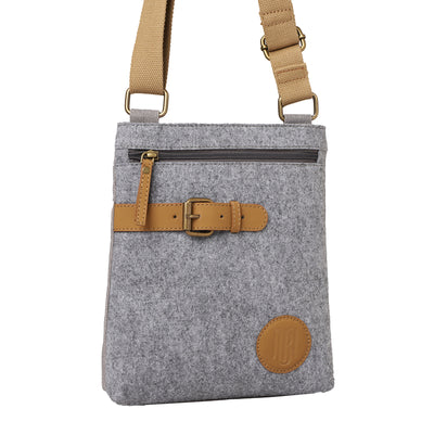 Mona B Unisex Messenger Crossbody Bag: Arctic Light Grey