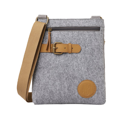 Mona B Unisex Messenger Crossbody Bag: Arctic Light Grey